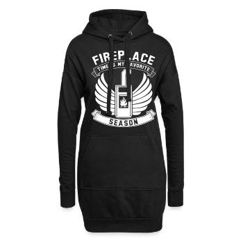 Ofen Kaminofen Brennholz Kamin - Hoodie-Kleid - Schwarz - Vorne