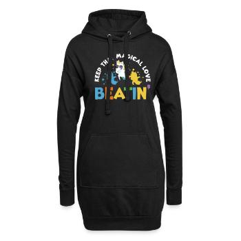 Regenbogentier singend spielend Einhorn Liebhaber - Hoodie-Kleid - Schwarz - Vorne
