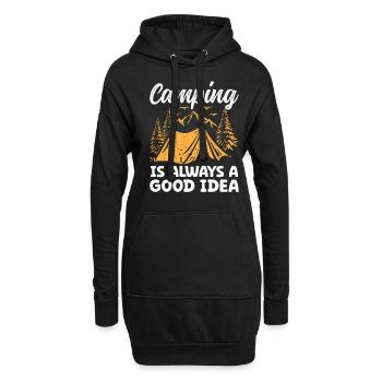 Le camping est toujours une bonne idée - Sweat-shirt à capuche long Femme - noir - Devant
