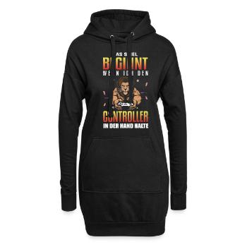 Witziges Gaming Zocker Spruch Design - Hoodie-Kleid - Schwarz - Vorne