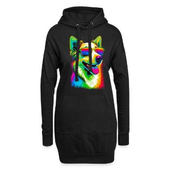 Super süße Retro Regenbogen Sommer Corgi Corgeek Kunst - Hoodie-Kleid - Schwarz - Vorne
