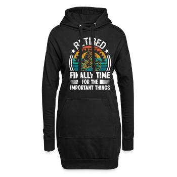 Retired finally Time for the important - Hoodie Dress - black - Front