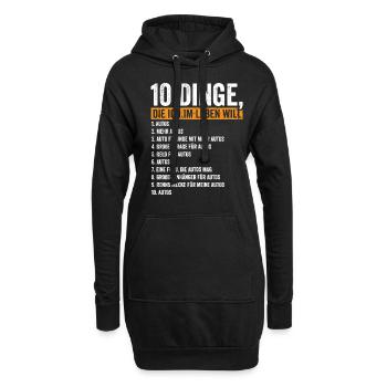 10 Dinge die ich im Leben will Autos - Hoodie-Kleid - Schwarz - Vorne