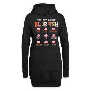 Die Vielen Gesichter Von Blobfish Lover Deep Sea - Hoodie-Kleid - Schwarz - Vorne