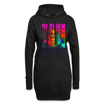 Gender Lesben, Schwule, Trans, Queer Regenbogen - Hoodie-Kleid - Schwarz - Vorne