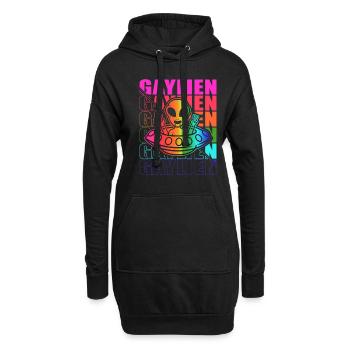 Gender Lesben, Schwule, Trans, Queer Regenbogen - Hoodie-Kleid - Schwarz - Vorne