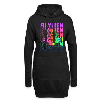 Gender Lesben, Schwule, Trans, Queer Regenbogen - Hoodie-Kleid - Schwarz - Vorne