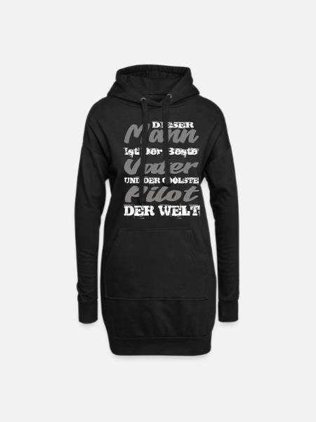 Vater und Pilot - Hoodie-Kleid - Schwarz