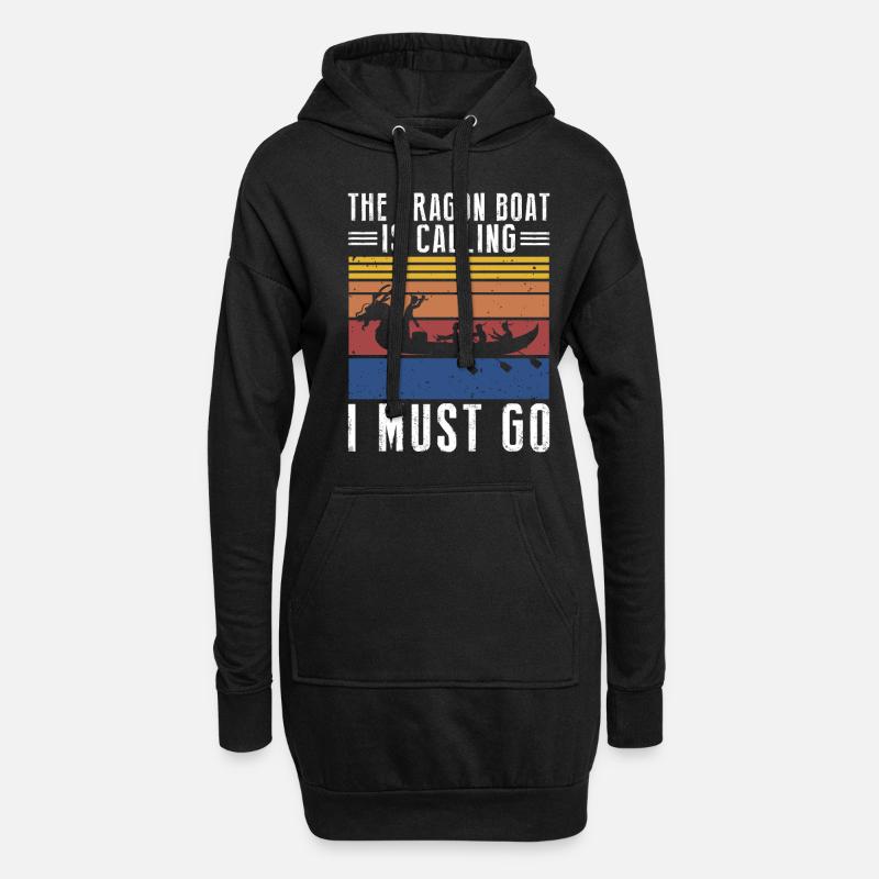 Drachenboot und Drachenboot Crew - Hoodie-Kleid - Schwarz