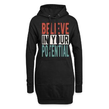 Believe in your potential - Hoodie-Kleid - Schwarz - Vorne