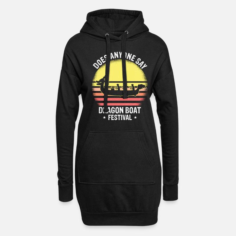 Drachenboot Crew und Drachenbootfahren - Hoodie-Kleid - Schwarz