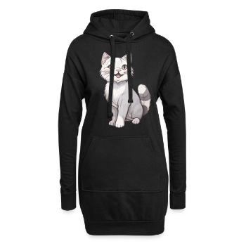 Chat mignon pour les amoureux des chats - Sweat-shirt à capuche long Femme - noir - Devant