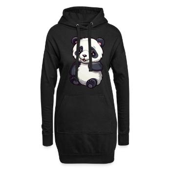 Niedlicher Panda - Hoodie-Kleid - Schwarz - Vorne