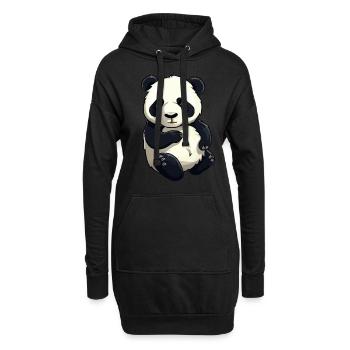 Knuffiger Panda Bär - Hoodie-Kleid - Schwarz - Vorne