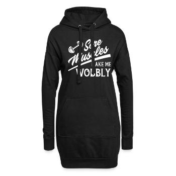 Muskelkater Wackelige Fitness-Enthusiasten Workout - Hoodie-Kleid - Schwarz - Vorne
