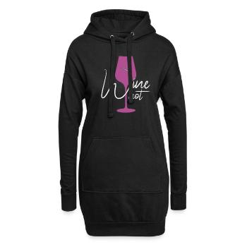lustiger Wein Spruch - Hoodie-Kleid - Schwarz - Vorne