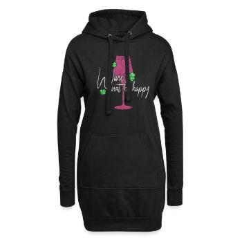 Wein Glück Spruch - Hoodie-Kleid - Schwarz - Vorne