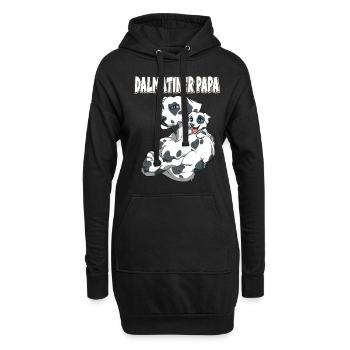 Dalmatiner Papa mit Dalmatiner Kind - Hoodie-Kleid - Schwarz - Vorne