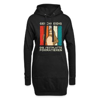 Geschmeidig Festplatte Formatieren Faultier Bier - Hoodie-Kleid - Schwarz - Vorne