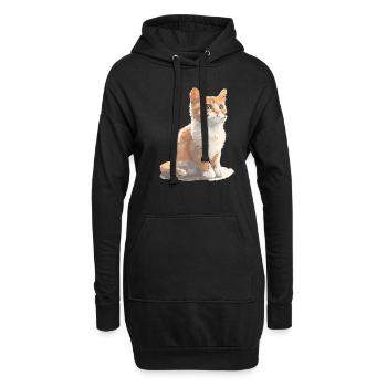 Dessin de chat mignon - Sweat-shirt à capuche long Femme - noir - Devant