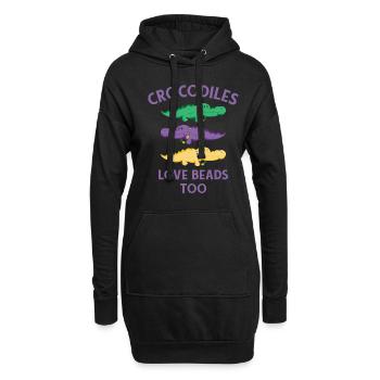 Mardi Gras Carnaval Crocodile Perles Faune - Sweat-shirt à capuche long Femme - noir - Devant