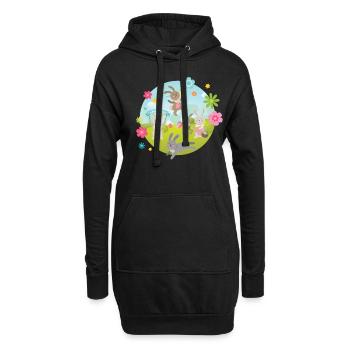 Osterspaß Osterhase Ostern Kinder - Hoodie-Kleid - Schwarz - Vorne