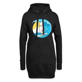 Surfende Möwe Süß Vogel Kinder - Hoodie-Kleid - Schwarz - Vorne