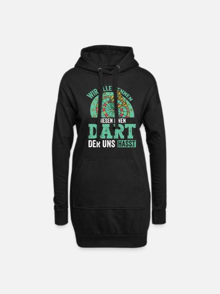 Dart der uns hasst Dartspielen - Hoodie-Kleid - Schwarz