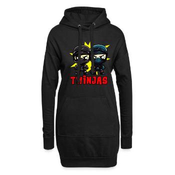 Twinjas Ninja Twins Drôles de frères et sœurs Garçons - Sweat-shirt à capuche long Femme - noir - Devant