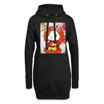 Jahr Des Hasens Mondneujahrsfest Chinesisches - Hoodie-Kleid - Schwarz - Vorne