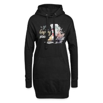 La mer est mon endroit heureux Phare - Sweat-shirt à capuche long Femme - noir - Devant