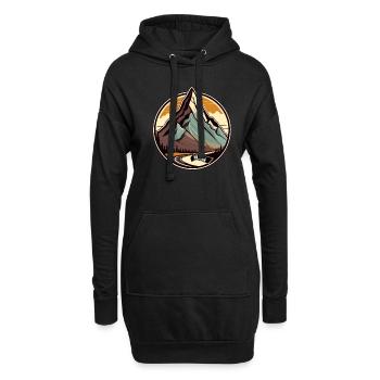 Berge Wandern - Hoodie-Kleid - Schwarz - Vorne