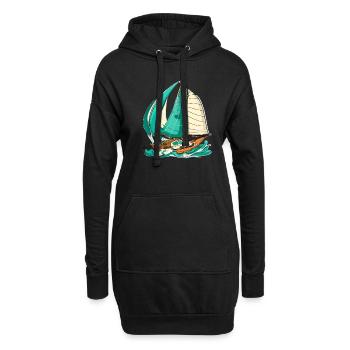 Boot Segelboot Segeln - Hoodie-Kleid - Schwarz - Vorne