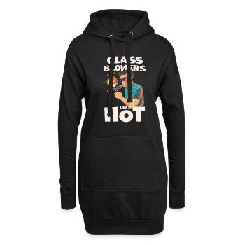 Conception en verre soufflé à la main pour souffleur de verre - Sweat-shirt à capuche long Femme - noir - Devant