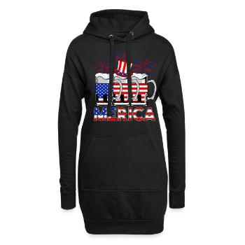 Happy Merica Beer USA Drapeau américain - Sweat-shirt à capuche long Femme - noir - Devant