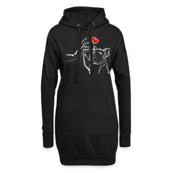 Coeur de cochon tenant la main avec le cochon - Sweat-shirt à capuche long Femme - noir - Devant