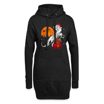 Dinosaure T-Rex Lune Noël - Sweat-shirt à capuche long Femme - noir - Devant