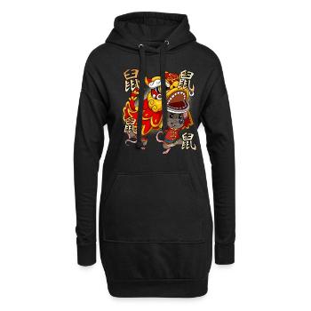 Année du Rat Nouvel An lunaire chinois - Sweat-shirt à capuche long Femme - noir - Devant