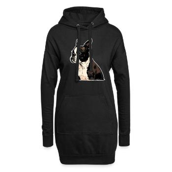 Boston Terrier - Hoodie-Kleid - Schwarz - Vorne