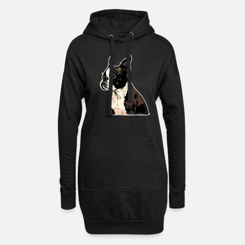 Boston Terrier - Hoodie-Kleid - Schwarz