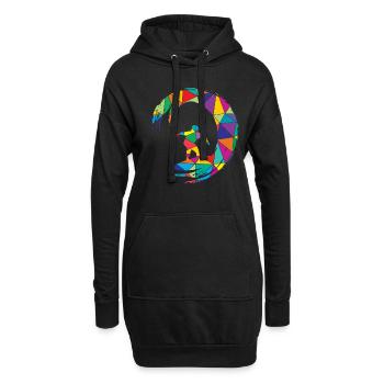 Low Poly Surfer Polygon Surf - Sweat-shirt à capuche long Femme - noir - Devant