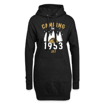Geburtstag: Camping seit Juli 1953 Zelten - Hoodie-Kleid - Schwarz - Vorne