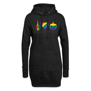 Frieden Liebe Stolz Schwulenstolz Skelett Kürbis - Hoodie-Kleid - Schwarz - Vorne