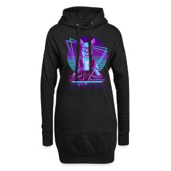 Vaporwave Llama DJ Pult Llama - Hoodie-Kleid - Schwarz - Vorne