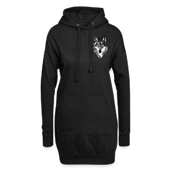Tête de loup motif d’animal sauvage imprimé avec loup - Sweat-shirt à capuche long Femme - noir - Devant
