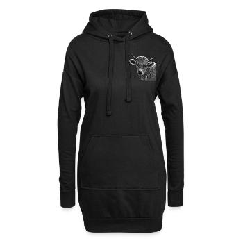Impression de motifs de ferme de vaches - Sweat-shirt à capuche long Femme - noir - Devant