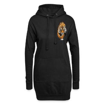 Tiger Kunst Tigerkopf Tiermotiv mit Wildtieren - Hoodie-Kleid - Schwarz - Vorne