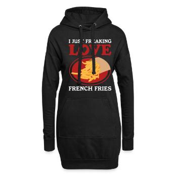 Pommes Frites Fastfood Fast Food Fritten Geschenk - Hoodie-Kleid - Schwarz - Vorne