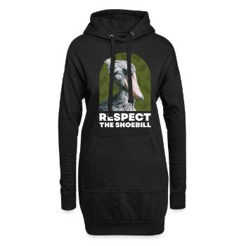 Respect the Shoebill Schuhschnabel Vogel - Hoodie-Kleid - Schwarz - Vorne