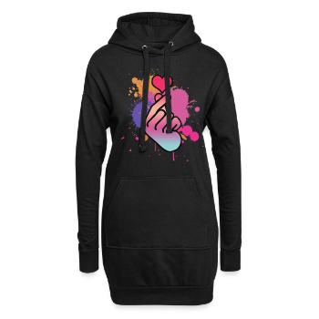 Kpop Finger Korean Popmusik Retro K-Pop - Hoodie-Kleid - Schwarz - Vorne
